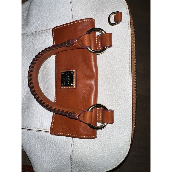 Dooney & Bourke Aubrey Cream Brown Pebble  Leather Tassel Satchel Handbag *READ - Picture 12 of 12